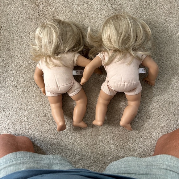 American girl Bitty baby’s. Twin Dolls with Blonde Hair and Navy Dresses. - Picture 12 of 12